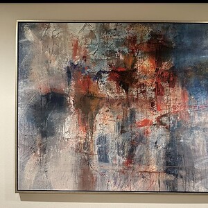 Abstract Americana commercial art piece with bold colors and dynamic textures.