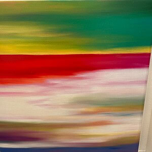Colorful 36"X36" prism abstract art piece for modern interior design.