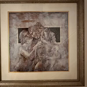 Roman statue artwork with a traditional frame, ideal for classic interior design.