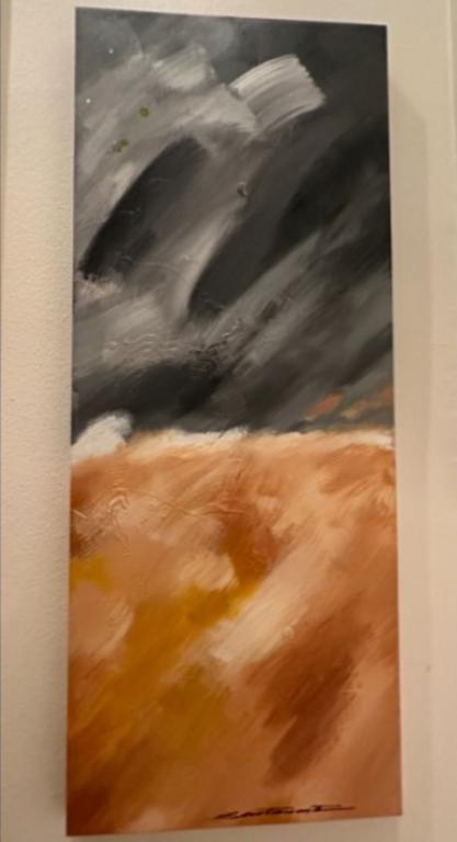 50"x20" Orange and Grey Stone Vertical