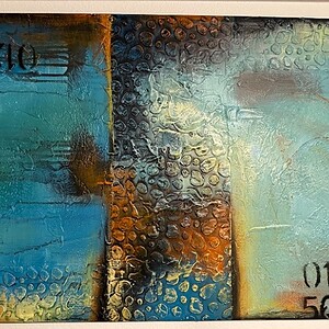 Abstract 36"x24" Encounter #2 - vibrant mixed media artwork.