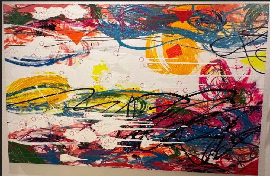 72"x46" Color splat abstract hand painted