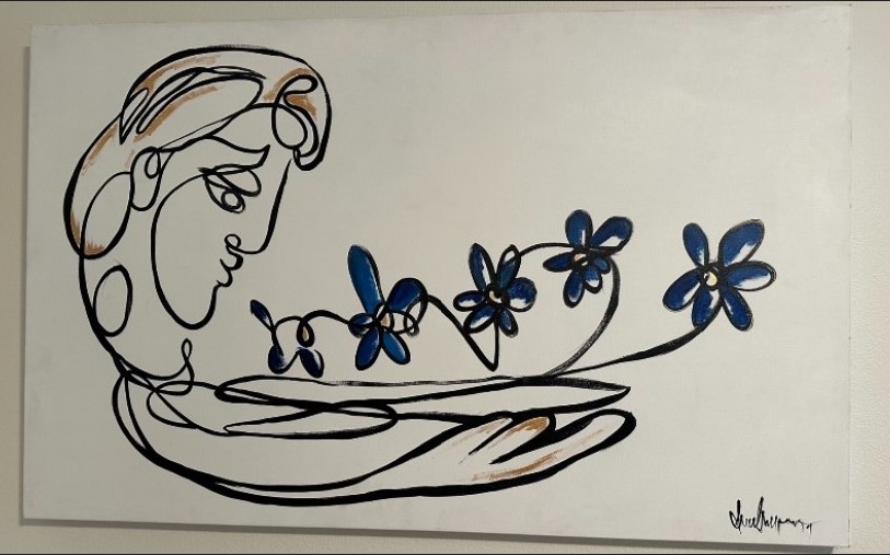 48"x30" Blow a daisy today hand painted