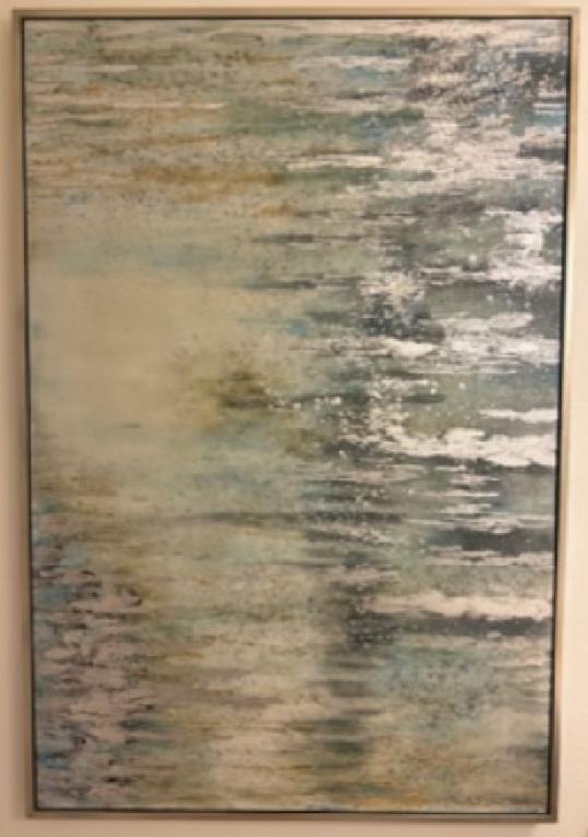 42"x62" Abstract Ocean blur painted canvas