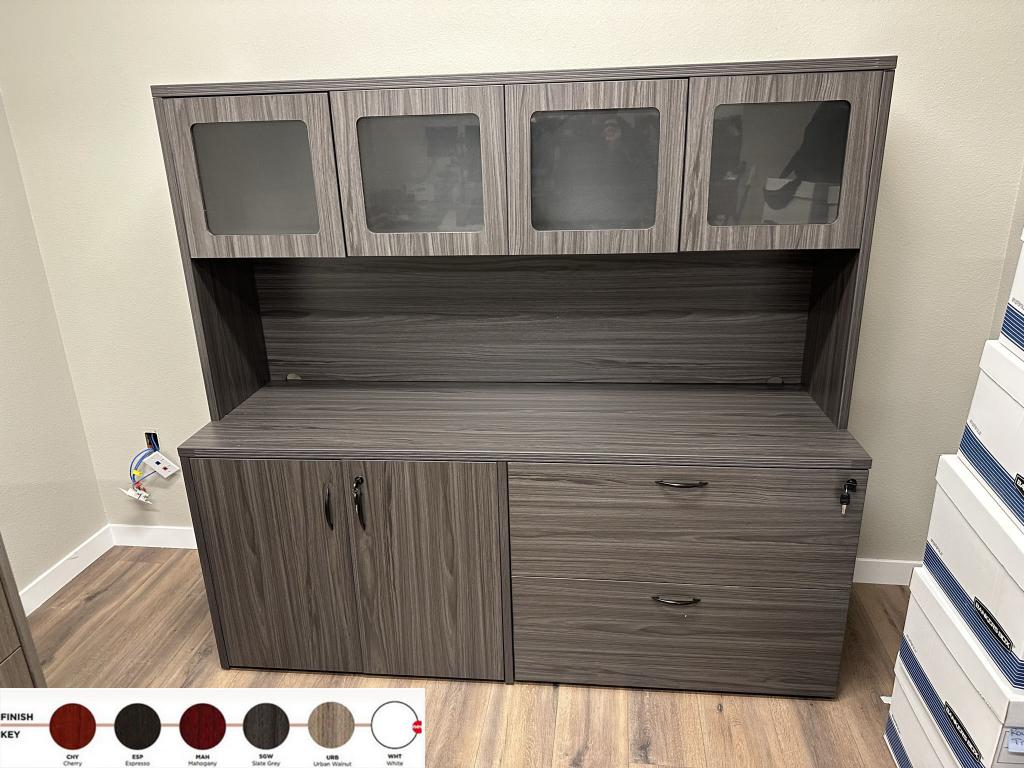 NAPA 6' Credenza & Glass Hutch in 6 finishes