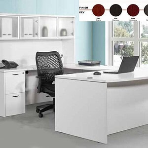U Desk Set with Storage and Modern Design for Office Spaces.