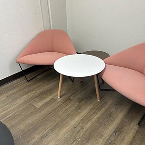 Elegant Arper Colina nude lounge chairs with sled bases, imported from Italy, perfect for modern int.