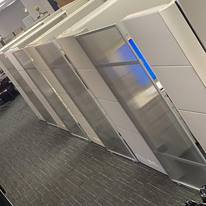 Sliding cubicle door for modern office spaces and work environments. Durable, sleek, and easy to ope.
