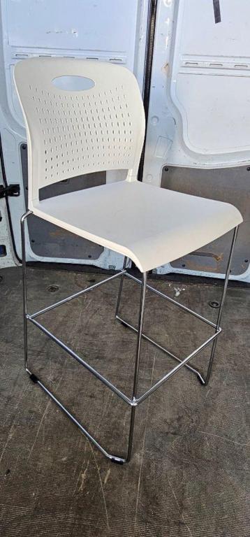 OFS white bar stools with steel base