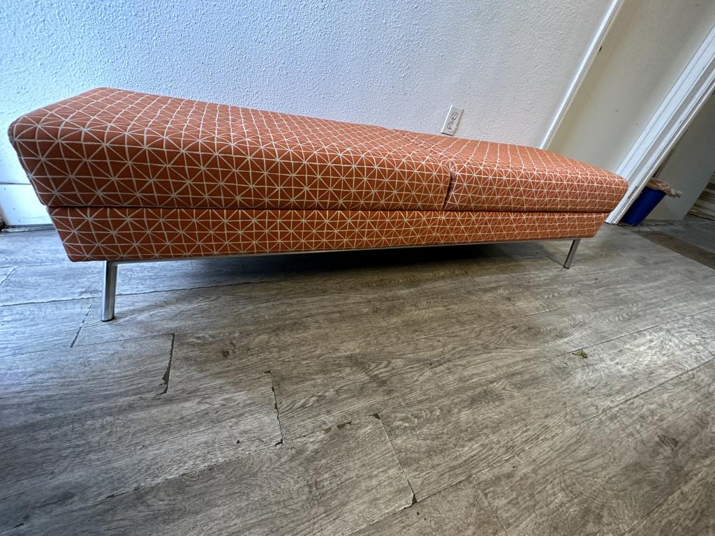 OFS Orange and White 6 foot ottoman