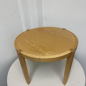 Maple veneer round side table, 18 inches diameter, perfect for living room or bedroom decor.