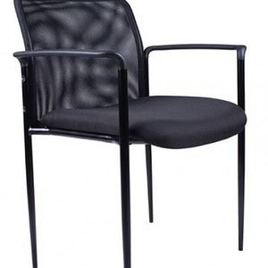 Stackable mesh guest chair with black frame and comfortable cushioned seat.
