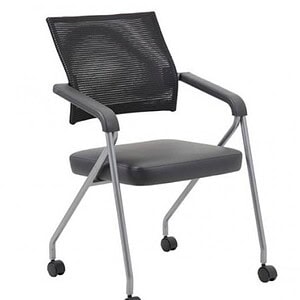 Boss Mesh Nesting Chair in Black and Pewter for ergonomic office seating.