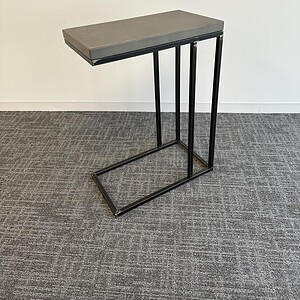 Modern grey top table with black metal frame, 18x10x25H, ideal for contemporary spaces.