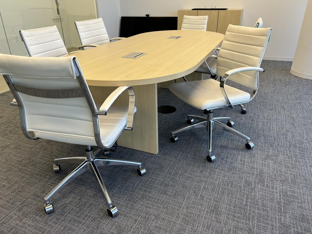 7ft wide Maple Powered conference table