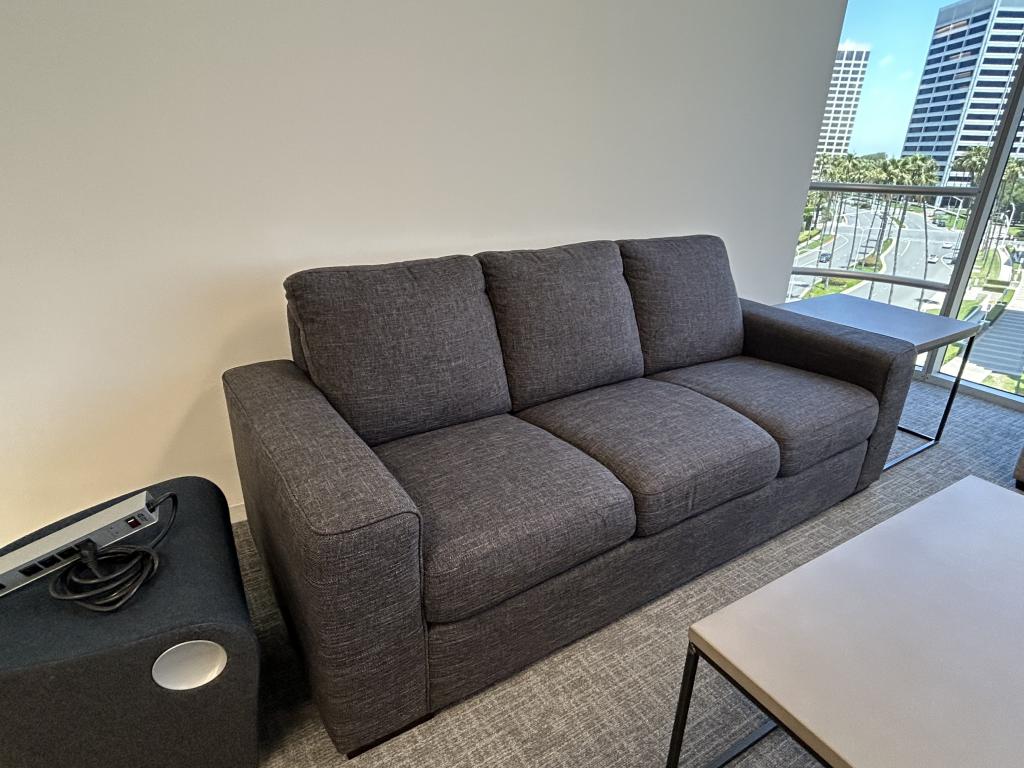 Living Spaces Three Person Sofa Dark Grey
