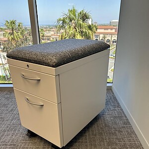 Allsteel grey cushion pedestals for office storage and organization. Compact, mobile, and stylish fu.