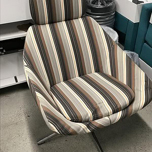 Allermuir open neutral striped sofa lounge for modern seating solutions.