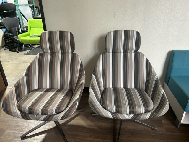 Allermuir Open Neutral Striped Sofa Lounge