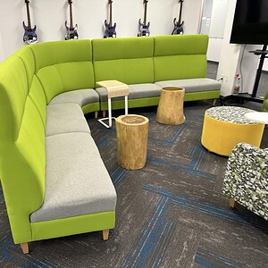 Back green modular lounge seating for modern office spaces. Comfortable, stylish, and customizable f.