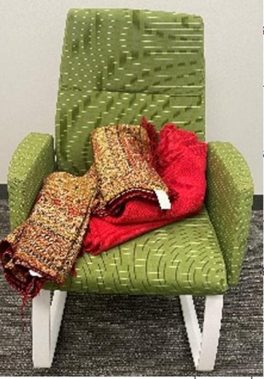 OFS green rocking chair white steel base