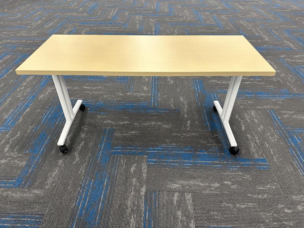 OFS Nesting table 5x2ft Maple Top White Base