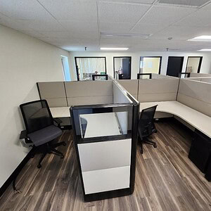 Herman Miller Ethospace 6x6x54 black and white office cubicles for modern workspace.