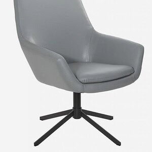 Elegant grey luxury lounge chair with sleek aluminum base, perfect for modern office or lounge space.