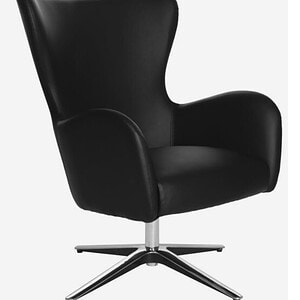 Office swivel chair with sleek black upholstery and durable aluminum base for ergonomic support.