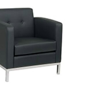 Modern black Wall Street armchair with sleek design and metal legs.
