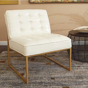 Anthony 26" wide chair with chrome base, white upholstery, modern design, perfect for contemporary s.