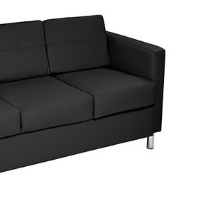 Black Pacific vinyl sofa with sleek design, perfect for contemporary living spaces.