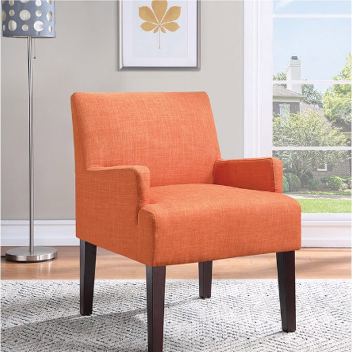 Elegant orange guest chair for modern interiors.