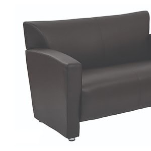 Black Vinyl Leather Club Loveseat for modern living rooms.
