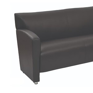 Black vinyl leather club sofa for modern living rooms and lounges. Durable, stylish, and comfortable.