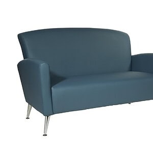 Modern Dillon Blue loveseat with sleek design and metal legs for stylish comfort.