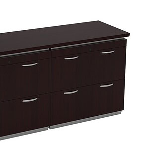 Elegant dark wood Tuxedo Double Lateral File Credenza with ample storage. Perfect for office organiz.