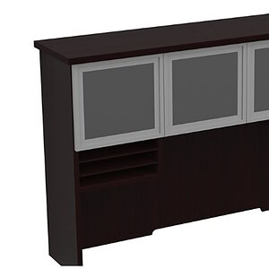 Elegant Tuxedo Hutch with glass and aluminum doors for stylish storage.