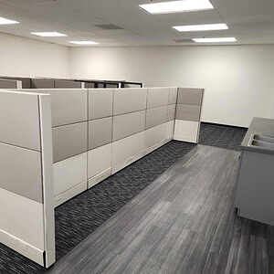 Herman Miller Ethospace room divider in a modern office setting, offering flexible workspace solutio.