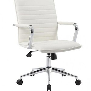 Eames inspired white ergonomic BOSS office chair with adjustable height and swivel base. Perfect for.