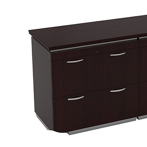 Lateral file credenza with ample storage, perfect for office organization and filing needs.