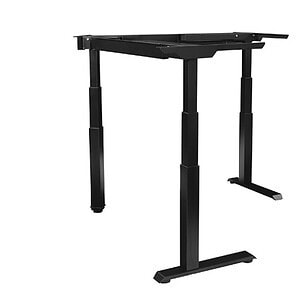 Adjustable desk with 3 stages and 4 legs for customizable workspace setup.