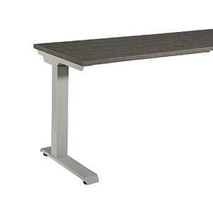 Modern 3-stage office desk with 60x24 inch surface and adjustable height.