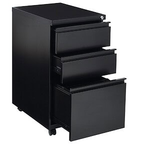 OFS closed top pedestal with caster wheels for office storage and organization.