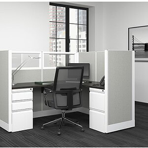 Shaped Glass Office Cubicle for Workspaces.