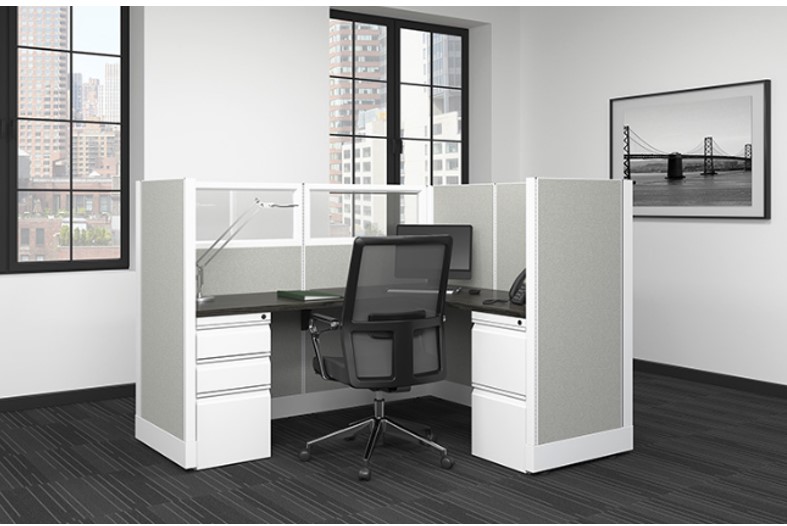 L-SHAPE-5X6-53H GLASS-WH FINISH/RACEWAYS-SGW