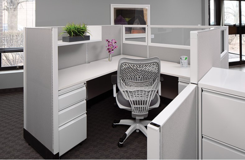 6X6 L-SHAPE WORKSTATION, 53H & 53H W/GLASS