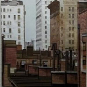 City skyline view on canvas print, urban landscape artwork for home decor.