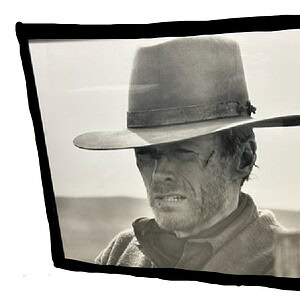 Clint Eastwood portrait in a vintage style, framed for wall decor.