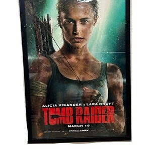 Tomb Raider movie poster featuring Alicia Vikander and Lara Croft, 27x40 inches.